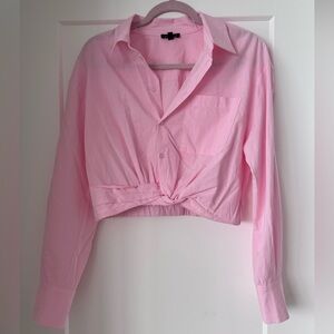Dynamite Light Pink Women's Cropped Button-Down Shirt